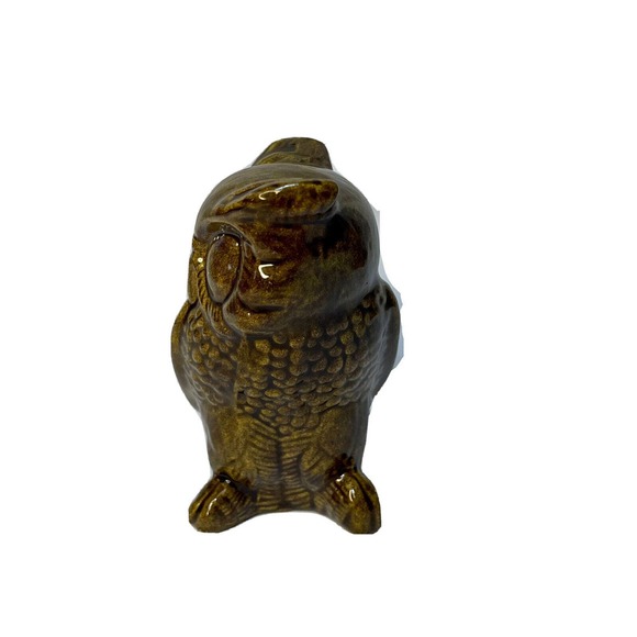 Vintage Mid Century Modern Owl Collection Figurines Set Three Brown & Yellow - Picture 8 of 16